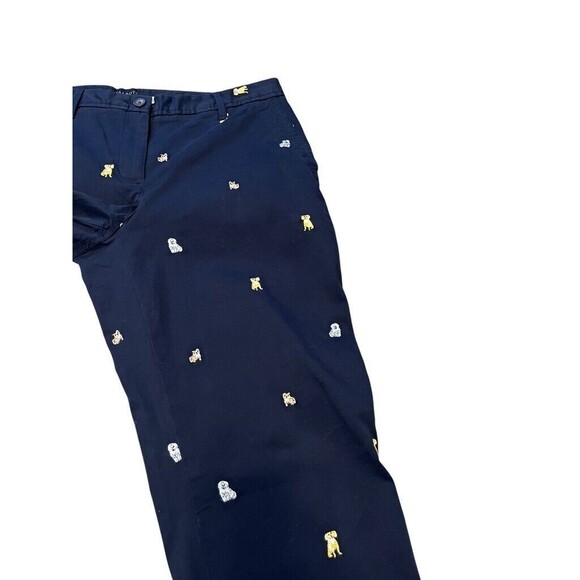 Talbots Women's Size 8 Pants Relaxed Chino Ankle Embroidered Dog Blue Office - Picture 4 of 8